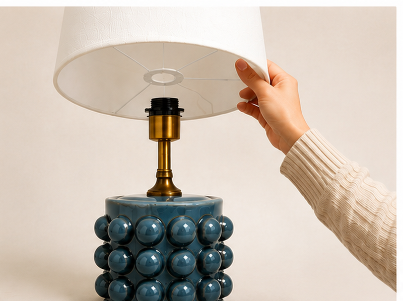 Place the lampshade onto the lamp holder.