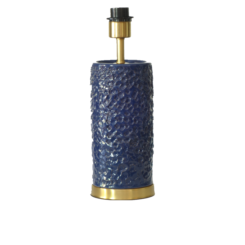 Navy Carved Cylinder lamp base