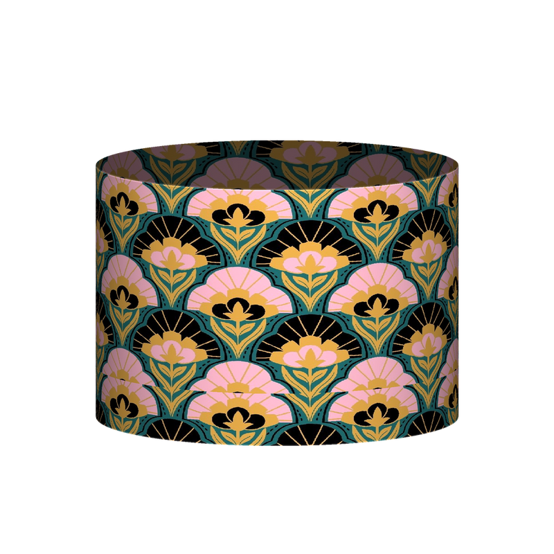 Drum Deco Peony — Teal lamp shade